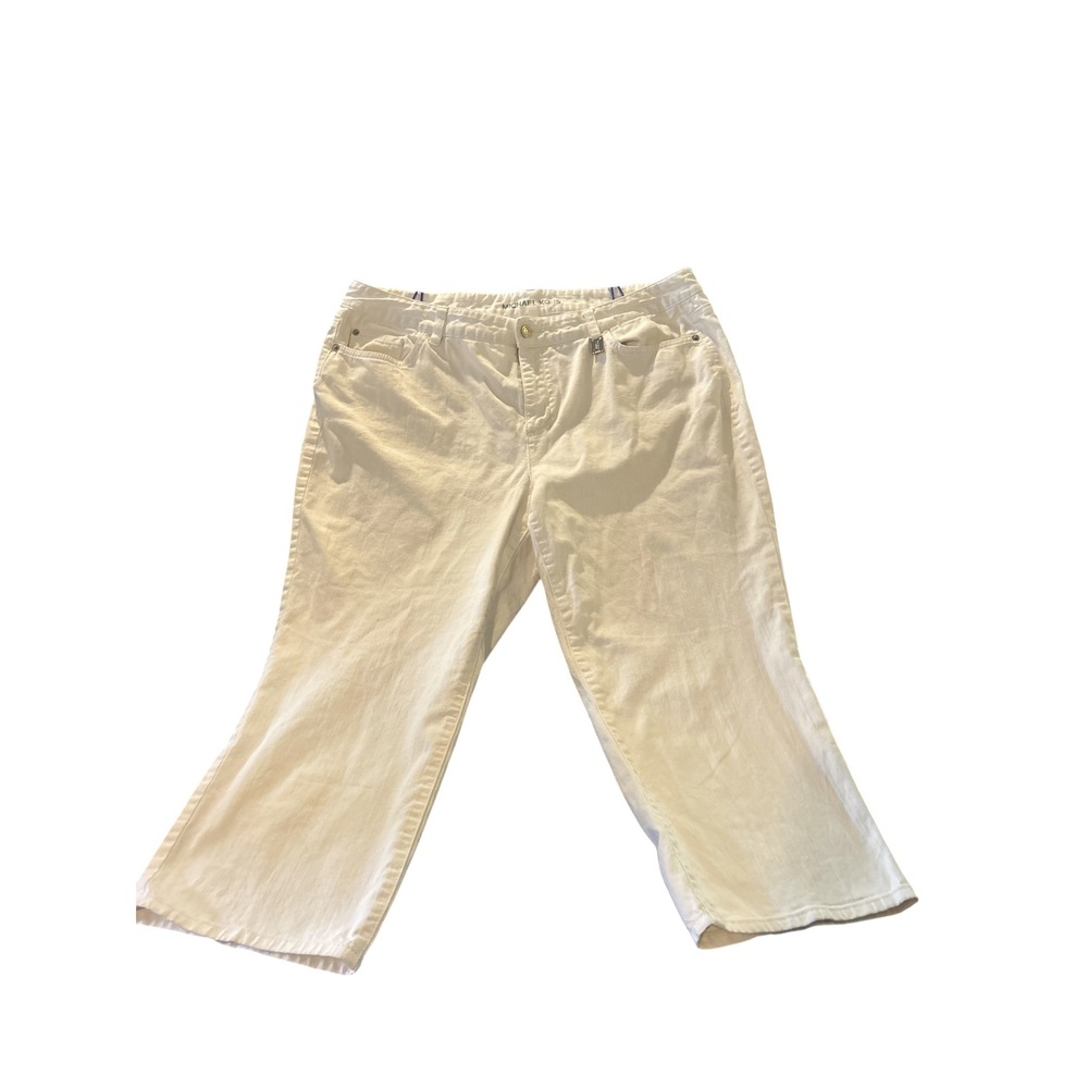 Izzy Cropped Skinny Michael Kors White Denim wide Leg Womens 16W Stretch Capri